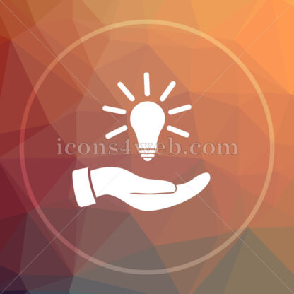 Hand holding lightbulb.Idea low poly icon. Website low poly icon - Website icons