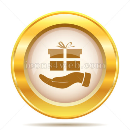 Hand with gift golden button - Website icons
