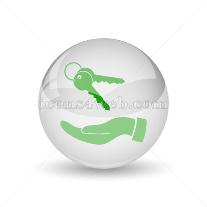 Hand with keys glossy icon. Hand with keys glossy button - Website icons