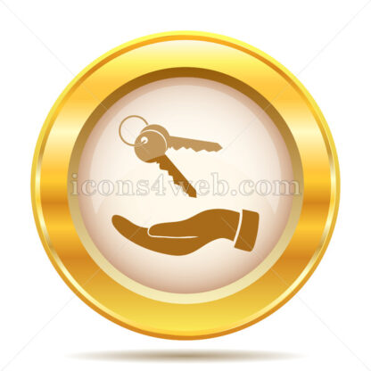 Hand with keys golden button - Website icons