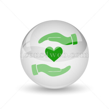 Hands holding heart glossy icon. Hands holding heart glossy button - Website icons