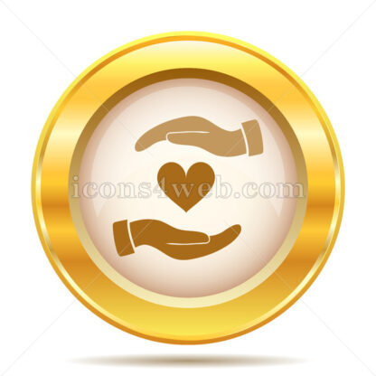 Hands holding heart golden button - Website icons