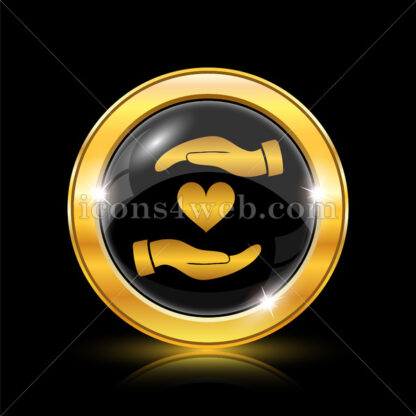 Hands holding heart golden icon. - Website icons