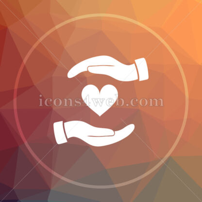 Hands holding heart low poly icon. Website low poly icon - Website icons