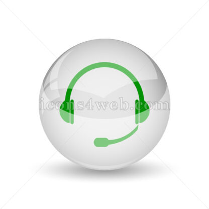 Headphones glossy icon. Headphones glossy button - Website icons