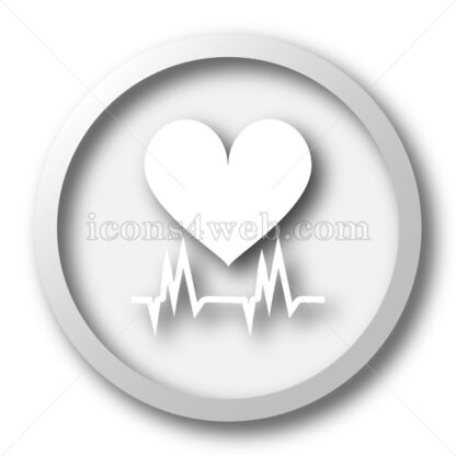Heartbeat white icon. Heartbeat white button - Website icons