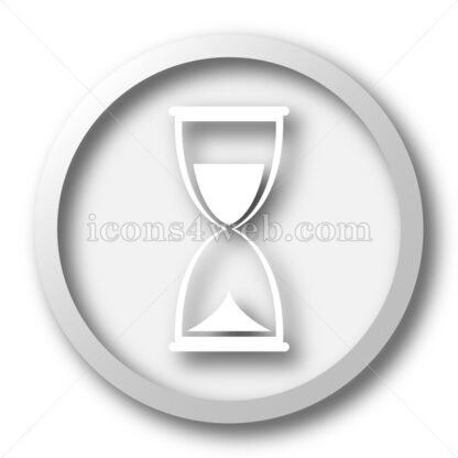 Hourglass white icon. Hourglass white button - Website icons