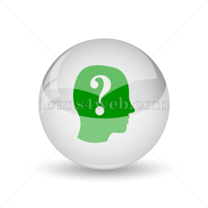 Human head with question mark glossy icon. Quiz glossy button - Icons for website