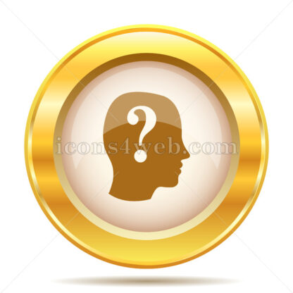 Human head with question mark golden button - Website icons