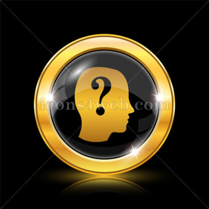 Human head with question mark golden icon. - Website icons