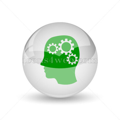 Human intelligence glossy icon. Brain glossy button - Website icons