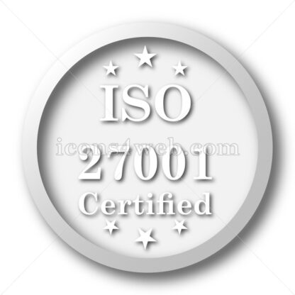ISO 27001 white icon. ISO 27001 white button - Website icons