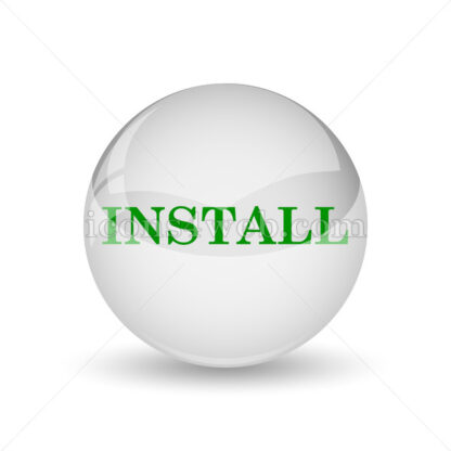Install text glossy icon. Install glossy button - Website icons