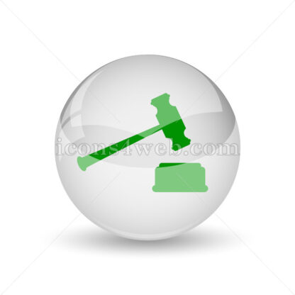 Judge hammer glossy icon. Judge hammer glossy button - Website icons