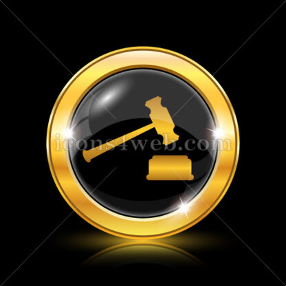 Judge hammer golden icon. - Website icons