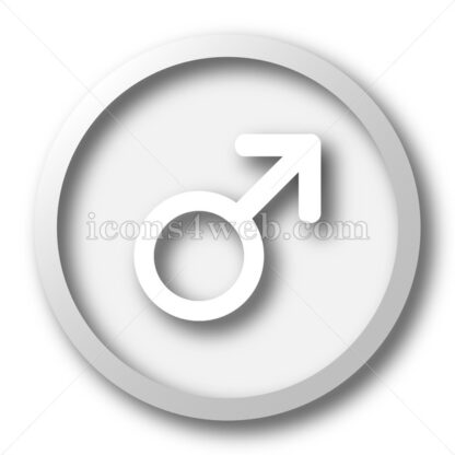 Male sign white icon. Male sign white button - Website icons