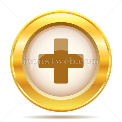 Medical cross golden button - Website icons