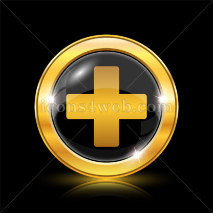 Medical cross golden icon. - Website icons