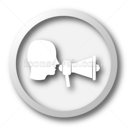 Megaphone white icon. Megaphone white button - Website icons