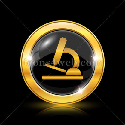 Microscope golden icon. - Website icons