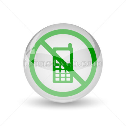 Mobile phone restricted glossy icon. Mobile phone restricted glossy button - Website icons