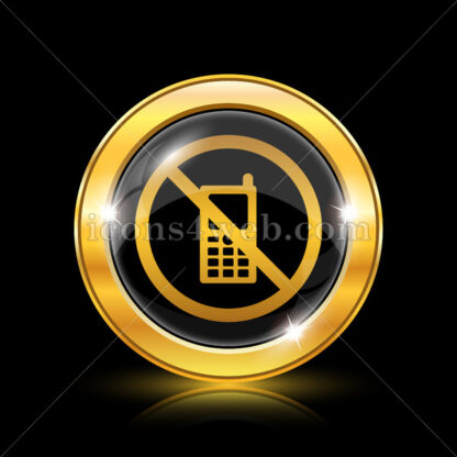Mobile phone restricted golden icon. - Website icons