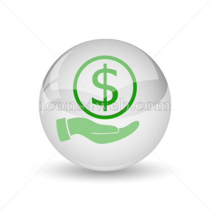 Money in hand glossy icon. Money in hand glossy button - Website icons