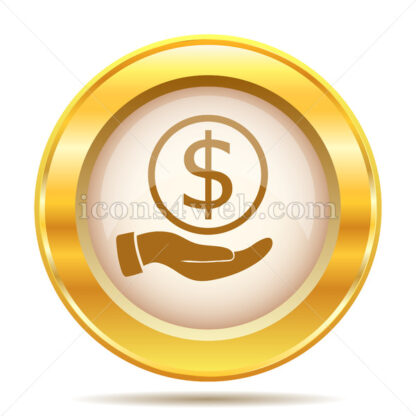 Money in hand golden button - Website icons