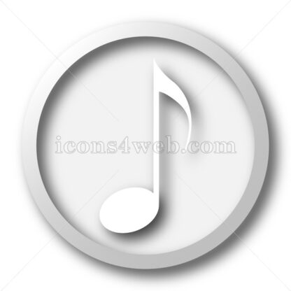 Musical note white icon. Musical note white button - Website icons