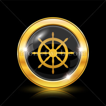 Nautical wheel golden icon. - Website icons