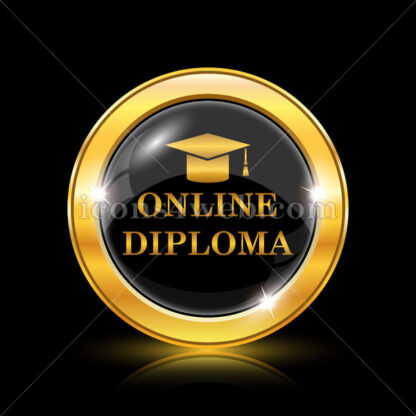 Online diploma golden icon. - Website icons