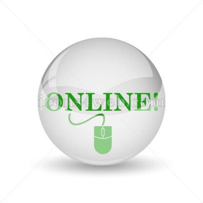 Online with mouse glossy icon. Online with mouse glossy button - Website icons