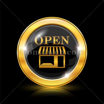 Open store golden icon. - Website icons