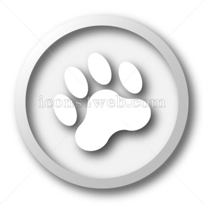 Paw print white icon. Paw print white button - Website icons