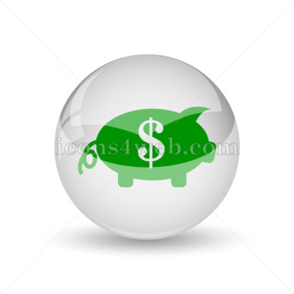 Piggy bank glossy icon. Save money glossy button - Website icons