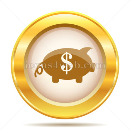 Piggy bank golden button - Website icons
