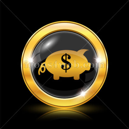 Piggy bank golden icon. - Website icons