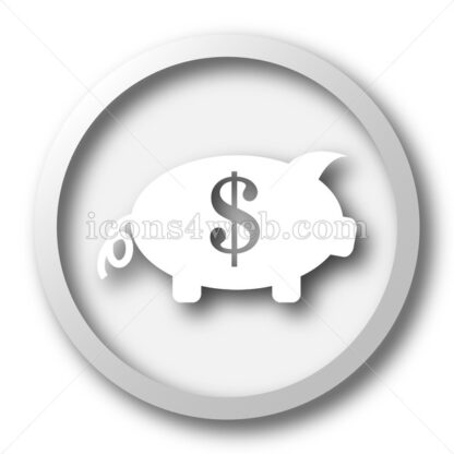 Piggy bank white icon. Piggy bank white button - Website icons