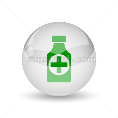 Pills bottle  glossy icon. Pills bottle  glossy button - Website icons