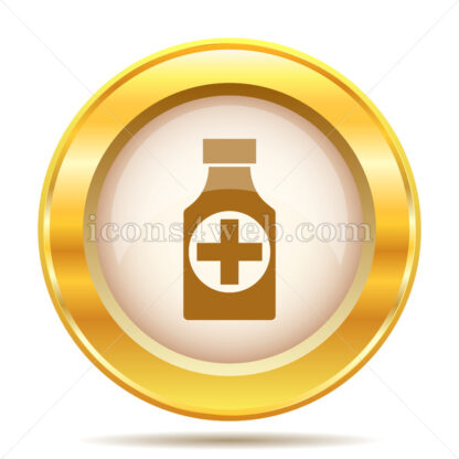 Pills bottle  golden button - Website icons