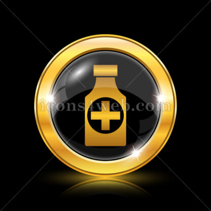 Pills bottle  golden icon. - Website icons