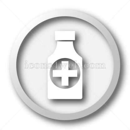 Pills bottle  white icon. Pills bottle  white button - Website icons