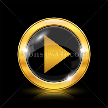 Play sign golden icon. - Website icons