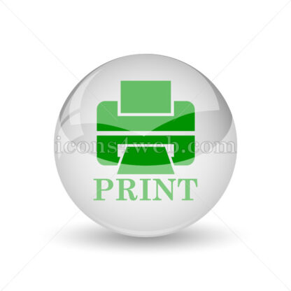 Printer with word PRINT glossy icon. Printer with word PRINT glossy button - Website icons