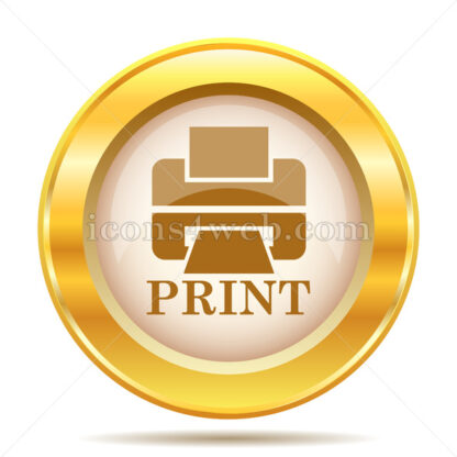 Printer with word PRINT golden button - Website icons