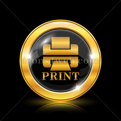 Printer with word PRINT golden icon. - Website icons