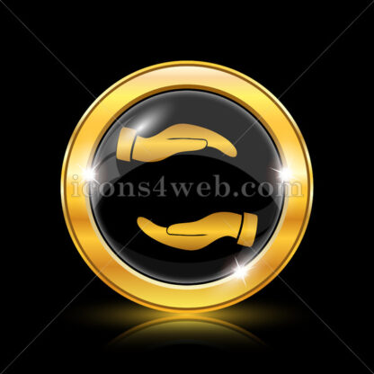 Protecting hands golden icon. - Website icons