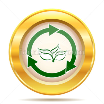 Recycle arrows golden button - Website icons