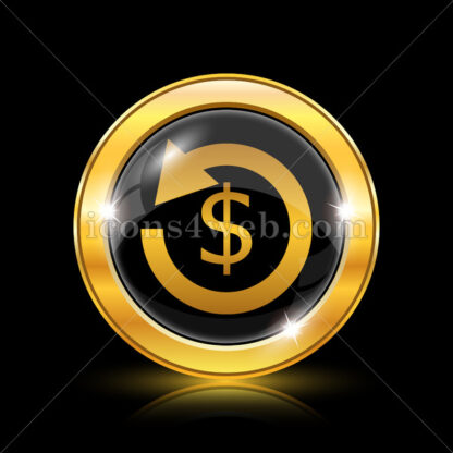 Refund sign golden icon. - Website icons