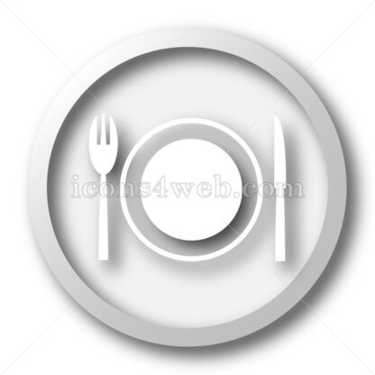 Restaurant white icon. Restaurant white button - Website icons